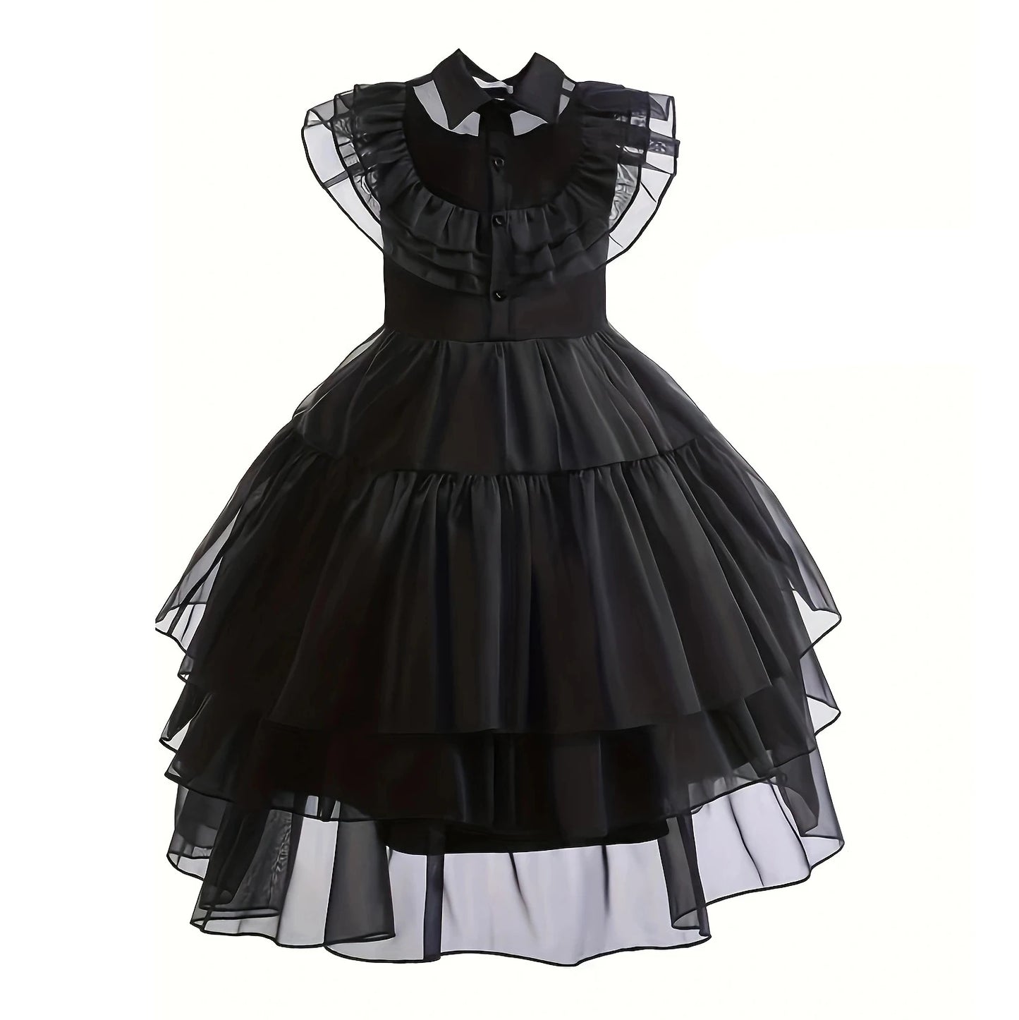 Robe de bal noire pour filles, Costume de Style gothique, robe de bal pour enfants, Halloween Cosplay, famille Adams, 2024
