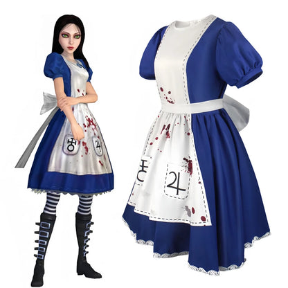 Anime Alice Prinses Jurk Meid Schort Jurk Spel Madness Returns Alice Cosplay Kostuum Voor Vrouwen Meisjes Halloween Party