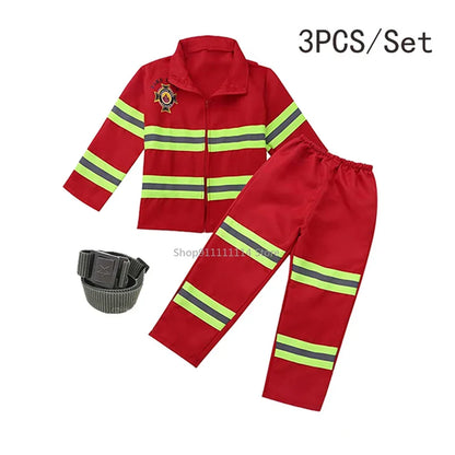 Uniforme de pompier d'halloween pour enfants, vêtements de travail de rôle de pompier Sam, Costume de Cosplay pour garçons, Costume de fête, cadeau