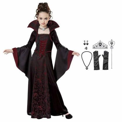 Halloween kostuum voor kinderen Halloween Fantasy Vampire kostuum meisjes lange Tutu jurk kinderen carnaval outfit gotische veren kleding