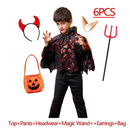 Filles garçons robe de Vampire enfant fantôme mariée gothique Cosplay Vampire diable chauve-souris Halloween Costume Vampiran carnaval tenue vêtements