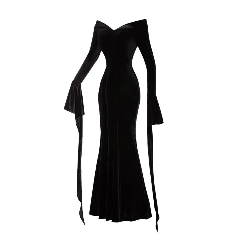 Nieuwe De Addams Cosplay Familie Woensdag Addams Kostuum Halloween Zwarte Jurk Witte Spot Voor Vrouwen Cosplay Kostuum