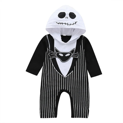 Barboteuse d'Halloween Jack Cospaly pour bébé garçon, sweats à capuche en coton à manches longues, combinaison cauchemar avant Noël, 0-24 mois