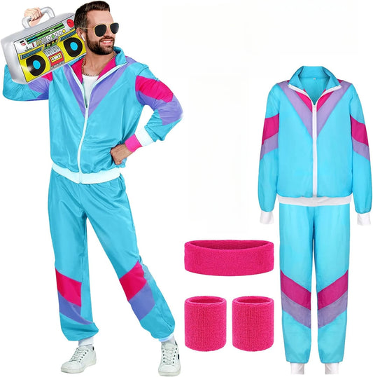 Jaren '80 Jaren '90 Verkleedkostuums voor mannen Koppels Stag Do Outfit Verkleedkostuum Hip Hop Retro Trainingspak Volwassen Jas Broek