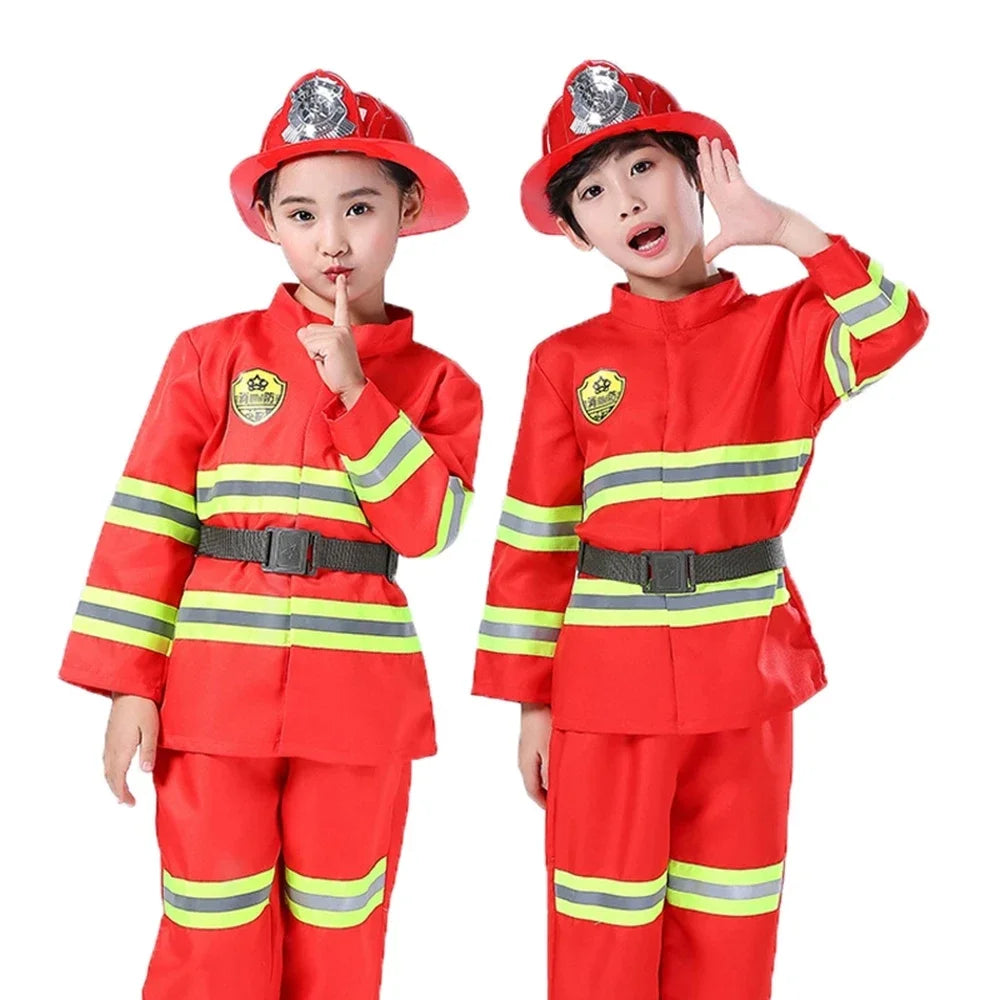 Uniforme de pompier d'halloween pour enfants, vêtements de travail de rôle de pompier Sam, Costume de Cosplay pour garçons, Costume de fête, cadeau