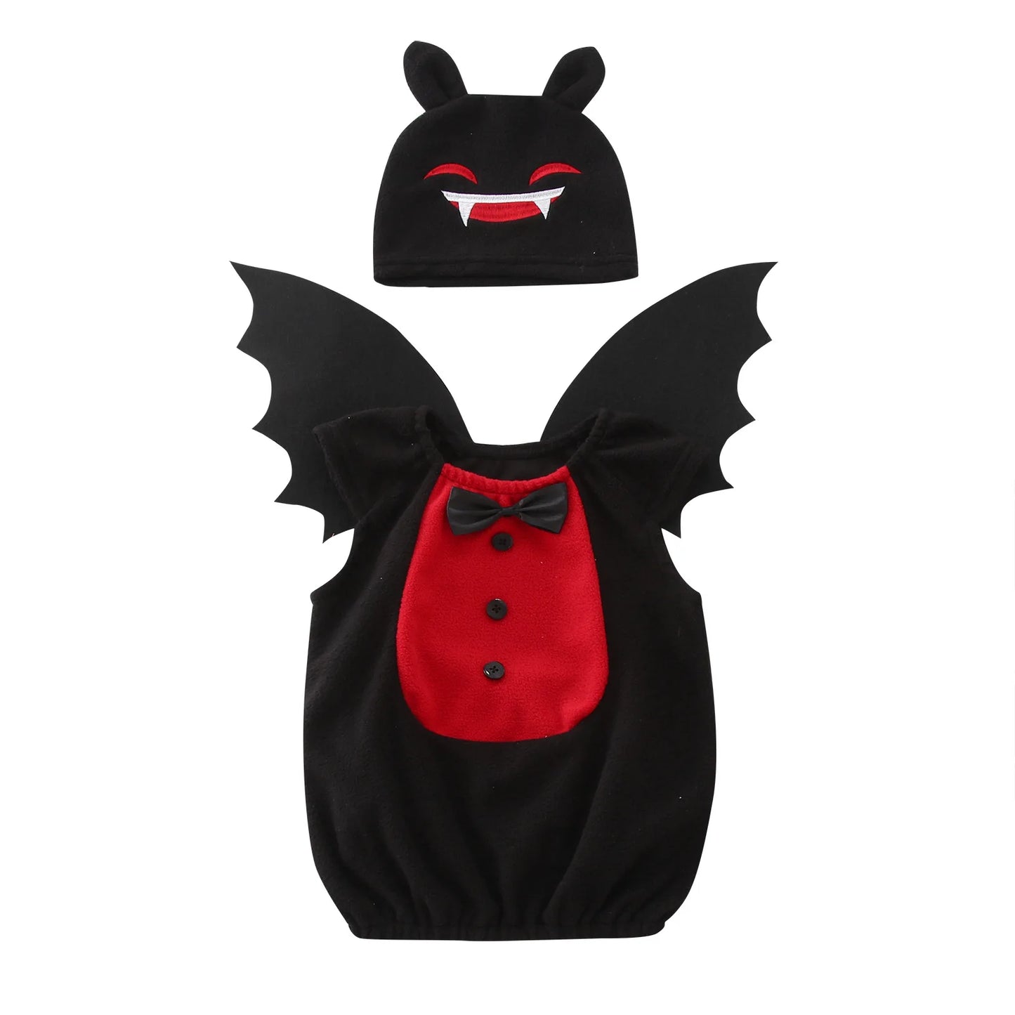 Umorden-Costume de chauve-souris pour bébés garçons et filles, barboteuse de batterie, costume d'Halloween, chapeau d'ailes, olympiques SAFVampire souriants, ensemble de 3 pièces