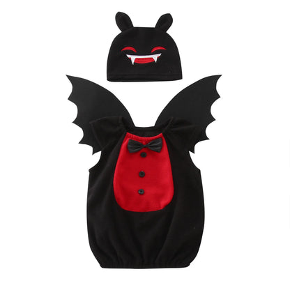 Umorden-Costume de chauve-souris pour bébés garçons et filles, barboteuse de batterie, costume d'Halloween, chapeau d'ailes, olympiques SAFVampire souriants, ensemble de 3 pièces