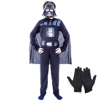Jongens klassieke filmmasker kostuum bedrukte cartoon Darth Vader Cape Armor Onesie Halloween Kids Fantasy Cosplay kostuum