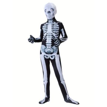 3-12Y Halloween jongens skelet kostuum bedrukt skelet masker jumpsuit met eng masker griezelige duivel rollenspel vakantiefeest