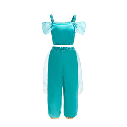 Aladdin princesse fille robe jasmin deux pièces ensemble enfants Film jeu de rôle Costume Halloween fête vêtements enfants cadeau d'anniversaire