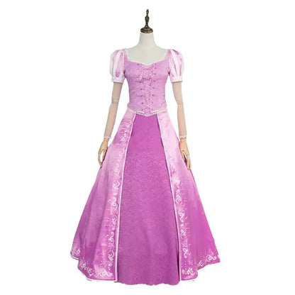 Tangled Rapunzel Cosplay Kostuum Volwassen Vrouwen Prinses Paarse Jurk Outfit Halloween Carnaval Party Kleding Pruik voor Volwassen