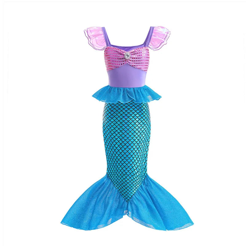 Zeemeermin Verjaardagsfeestjurk Zomer Meisje Zeemeermin Kostuum Carnaval Anime Cosplay Outfits 2-10 Jaar Kinderen Fantasie Vermomming Prom Jurk