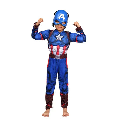 Costume de services.com America Muscle pour enfants, Smile Hero, Combinaison Cosplay, Bouclier, Halloween, Carnaval, ix