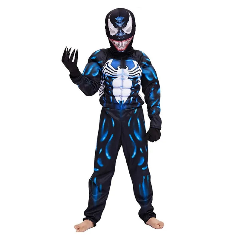 Costume de super-héros noir Spider Venom pour enfants, Costume fantôme, combinaison unisexe en Spandex 3D, body pour enfants