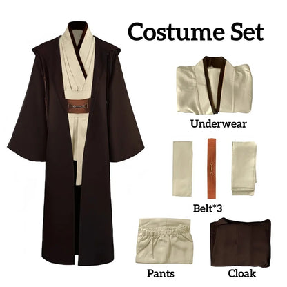 Obi Wan Kenobi – Robe de Costume pour hommes, tunique de chevalier Jedi, uniforme à capuche, ensemble complet, cape de Cosplay d'halloween