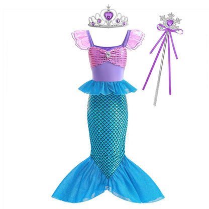 Zeemeermin Verjaardagsfeestjurk Zomer Meisje Zeemeermin Kostuum Carnaval Anime Cosplay Outfits 2-10 Jaar Kinderen Fantasie Vermomming Prom Jurk