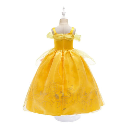 Fille Belle habiller sans manches florale enfants fête princesse Costume enfants la Belle et la bête Halloween carnaval tenue vêtements