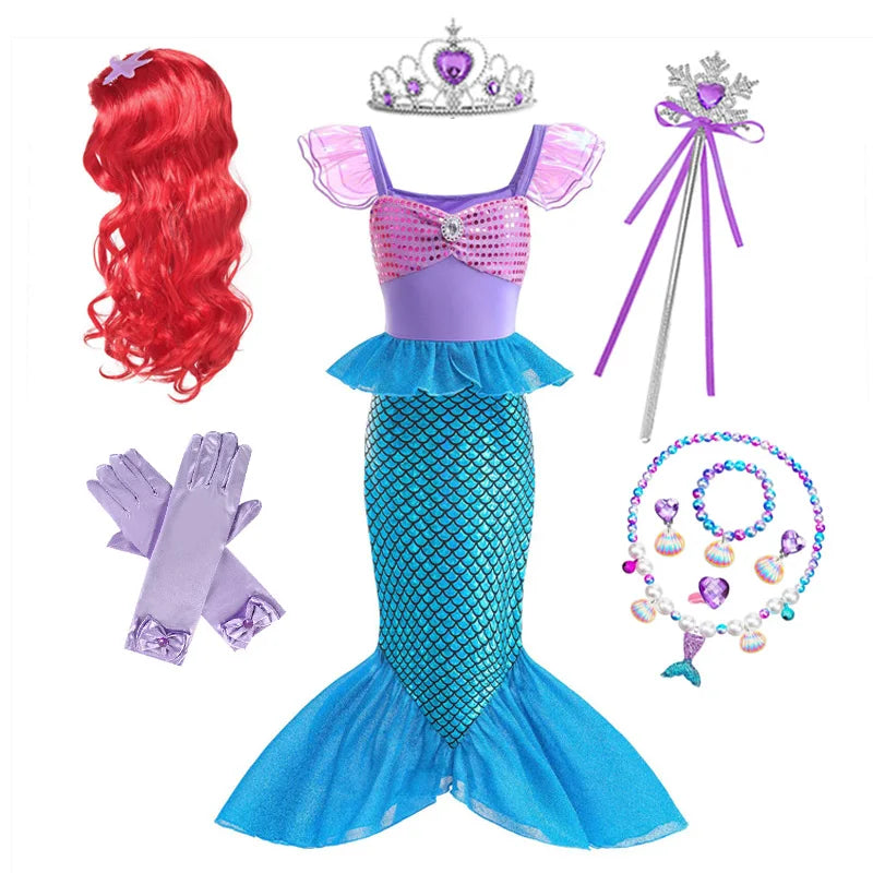 Zeemeermin Verjaardagsfeestjurk Zomer Meisje Zeemeermin Kostuum Carnaval Anime Cosplay Outfits 2-10 Jaar Kinderen Fantasie Vermomming Prom Jurk