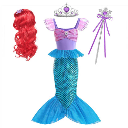 Zeemeermin Verjaardagsfeestjurk Zomer Meisje Zeemeermin Kostuum Carnaval Anime Cosplay Outfits 2-10 Jaar Kinderen Fantasie Vermomming Prom Jurk