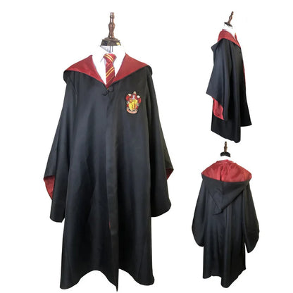 Harryy Potter Character Costume Cape Tie Hufflepuff Slytherin Cape Hermione Ron School Uniform Adult Children Halloween Cosplay