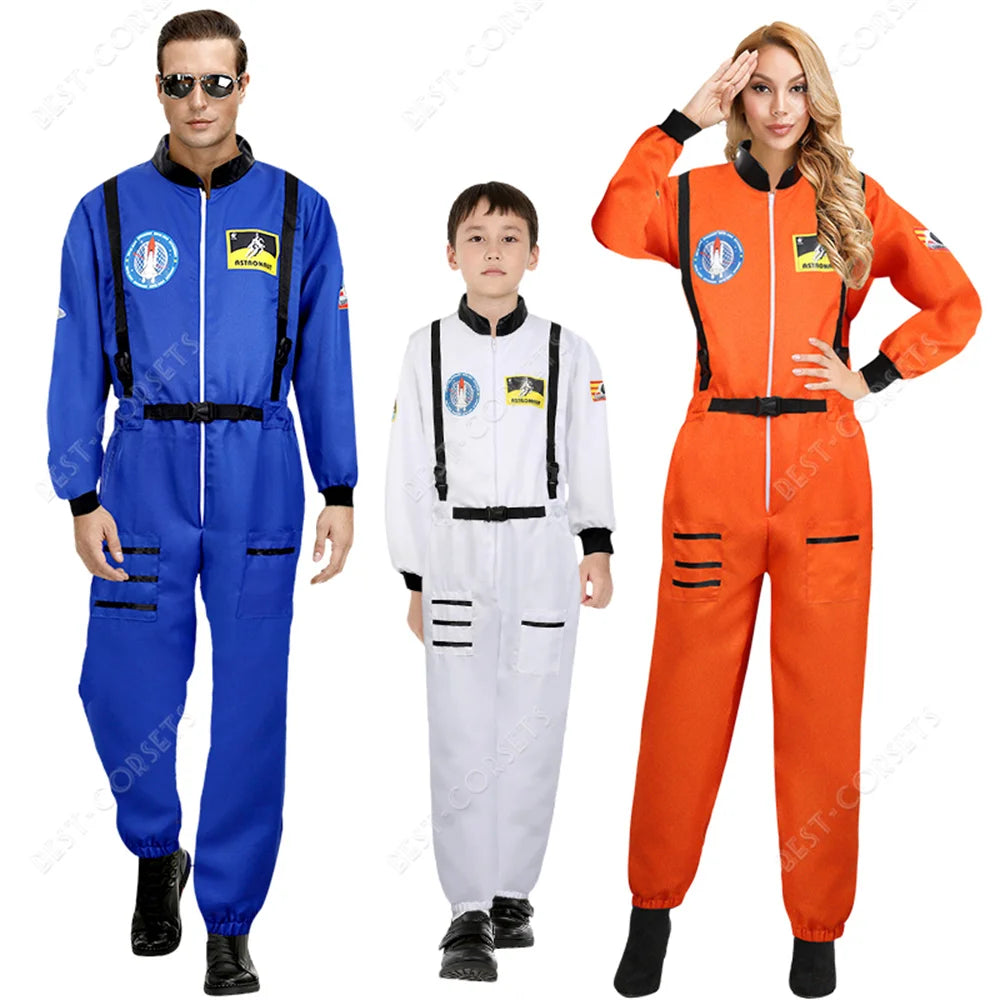 Volwassenen astronaut kostuum ruimtevaarder kostuum plus size vrouwen ruimte astronaut kostuum voor kinderen jumpsuit astronaut pak volwassenen