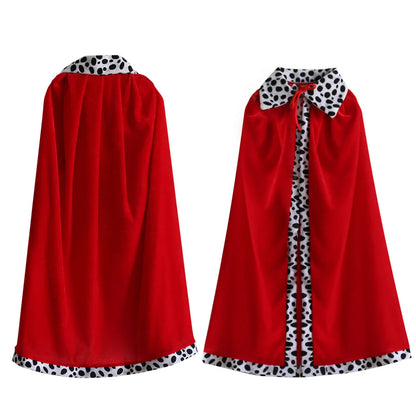Halloween Volwassen Koning Rode Mantel Kostuum Kids Koning Prins Gewaad Kroon Fluwelen Cape Kinderen Verjaardagsfeestje Cosplay Accessoire Pak