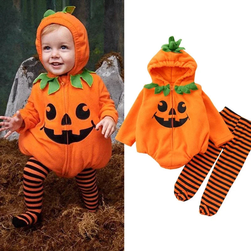 Ensemble de Vêtements d'Halloween Cosplay pour Bébé Fille et Garçon, Veste à Manches sulfavec Fermeture Éclair, Barboteuse à Capuche, Nouvelle Collection Automne