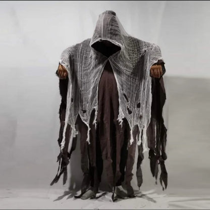 Unisex Halloween Ghost Dementors Cosplay Kostuum Gothic Horror Zombie Gescheurde Capes Met Capuchon Dag Van De Dode Partij Rekwisieten Mantels