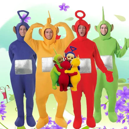 Teletubbies Lala Costume - Unisex Adult Soft Long Sleeve Pajamas Set, Cosplay Home Clothes for Halloween Party Wear
