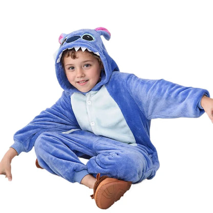 Lilo Stitch Cosplay Costume Garçons Filles Spiderman Pyjamas Peluche Hiver Vêtements Chauds pour Garçons Filles Halloween Cadeaux De Noël