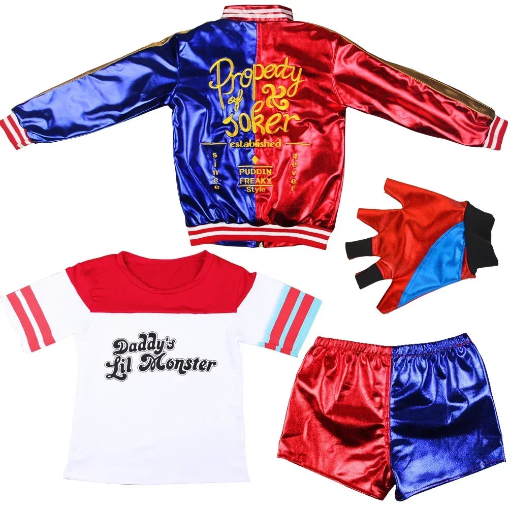 Robe Anime pour adultes, Costume pour femmes, perruque Quinn pour filles, t-shirt, veste Joker, Costume d'halloween,