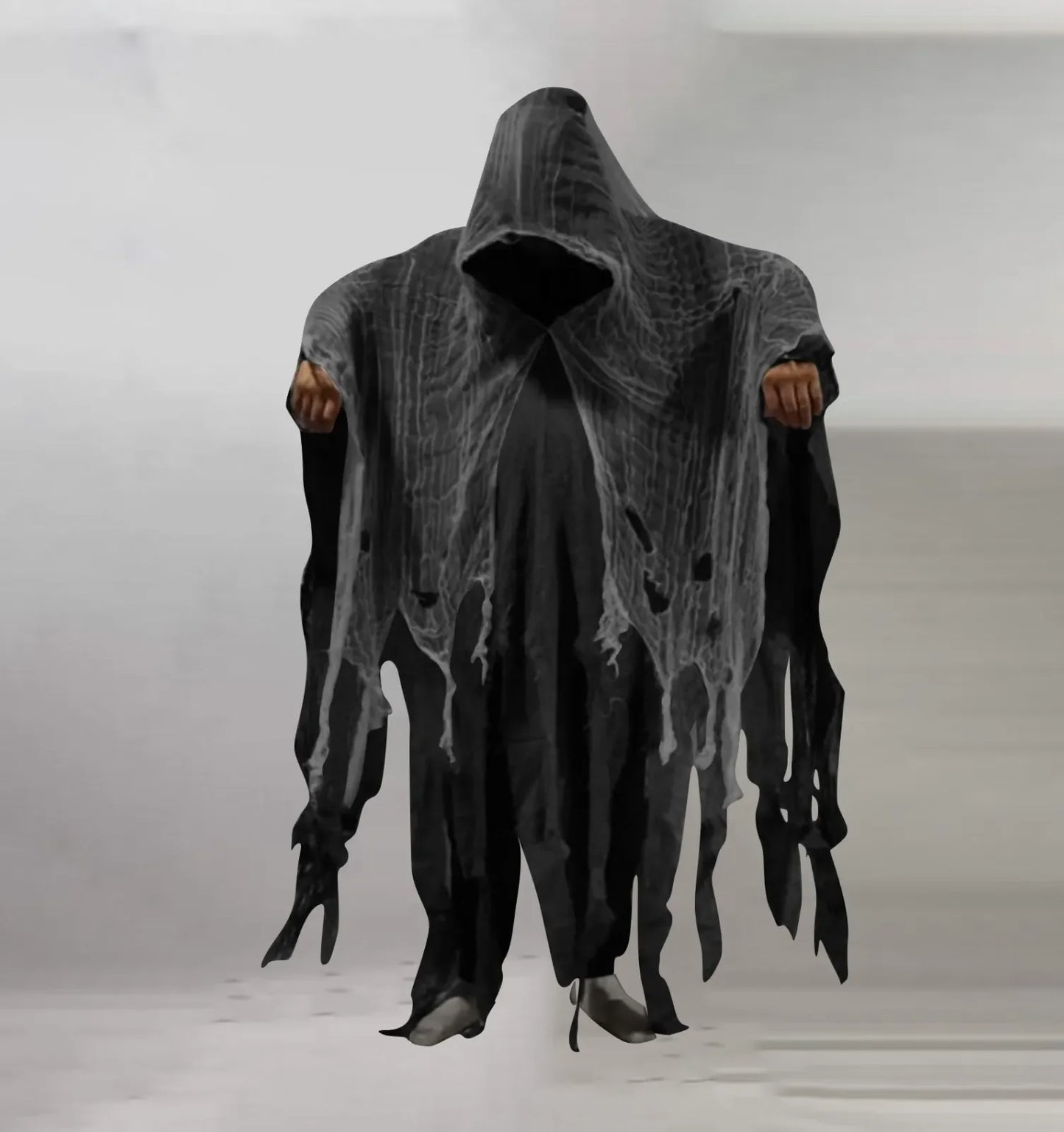 Unisex Halloween Ghost Dementors Cosplay Kostuum Gothic Horror Zombie Gescheurde Capes Met Capuchon Dag Van De Dode Partij Rekwisieten Mantels