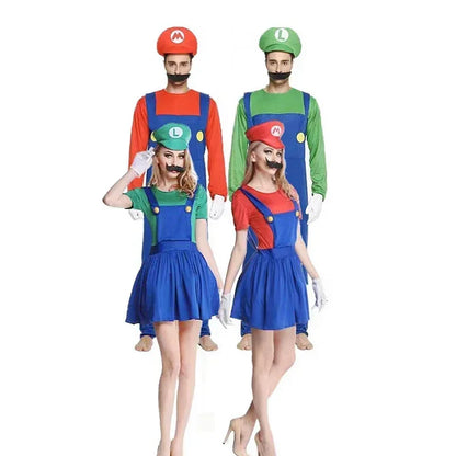 Game Marios Super Luigi Brothers Uniform Set Cosplay Kostuums Grappige Anime Volwassen Mannen Jumpsuit Vrouw Jurk Halloween Kostuum