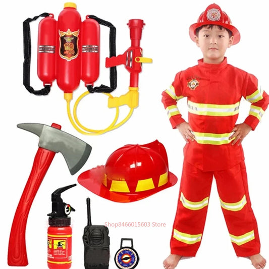 Uniforme de pompier d'halloween pour enfants, vêtements de travail de rôle de pompier Sam, Costume de Cosplay pour garçons, Costume de fête, cadeau