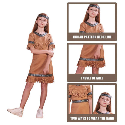 Costume de Cosplay indien drôle pour garçons et filles, tenues d'halloween amérindiennes, robe fantaisie de carnaval de pâques pourim
