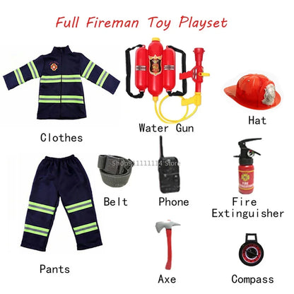 Uniforme de pompier d'halloween pour enfants, vêtements de travail de rôle de pompier Sam, Costume de Cosplay pour garçons, Costume de fête, cadeau