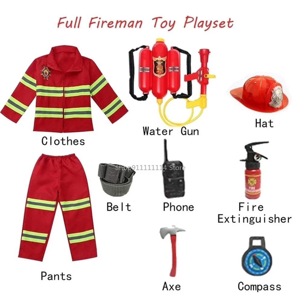 Uniforme de pompier d'halloween pour enfants, vêtements de travail de rôle de pompier Sam, Costume de Cosplay pour garçons, Costume de fête, cadeau