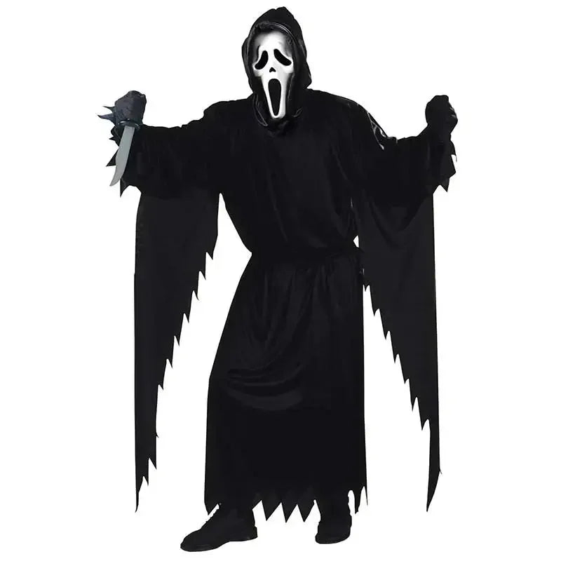 Costume Scream pour enfants, robe de paupières pour enfants, fête d'Halloween, horreur, mort, visage fantôme, garçons, adolescents