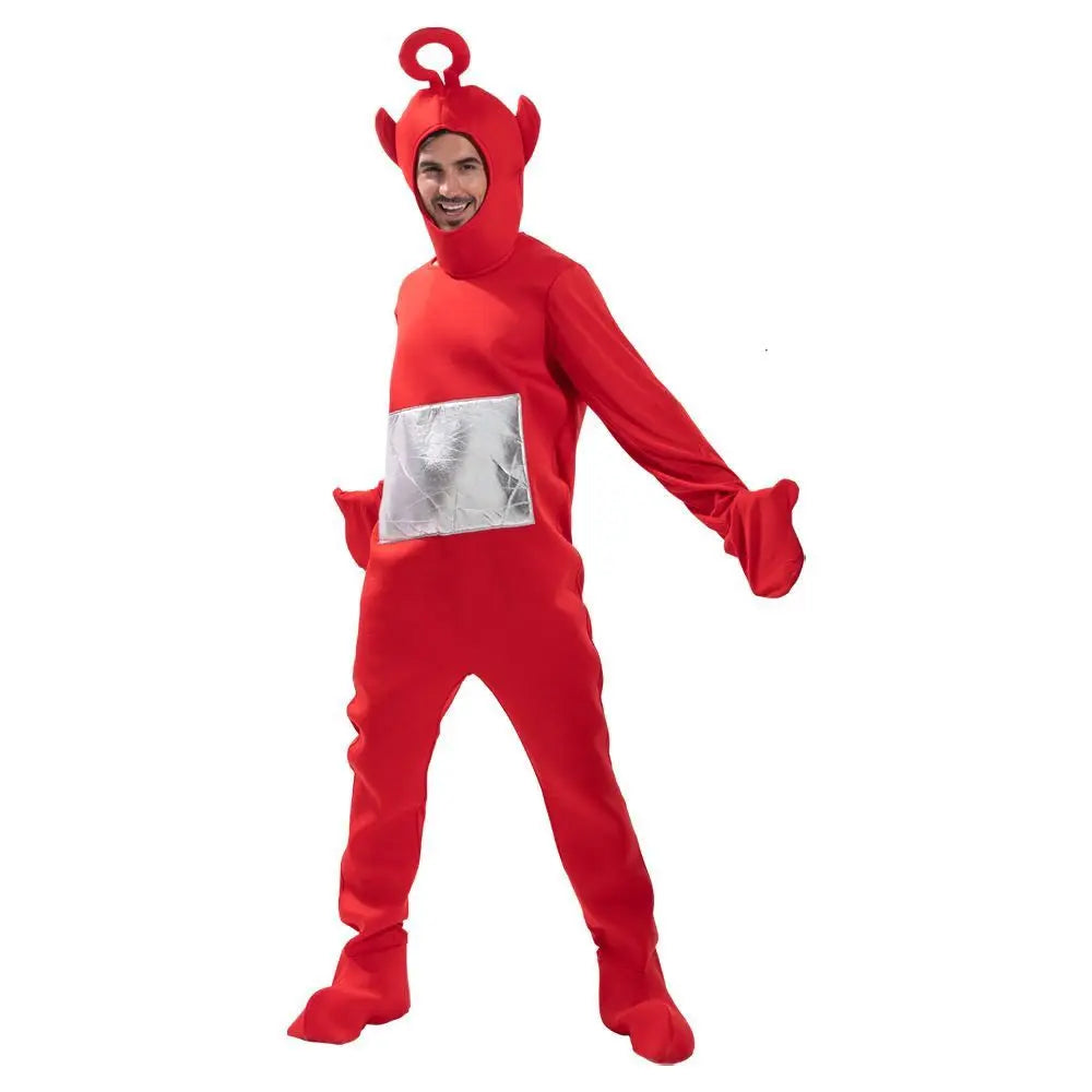 Teletubbies Lala Costume - Unisex Adult Soft Long Sleeve Pajamas Set, Cosplay Home Clothes for Halloween Party Wear
