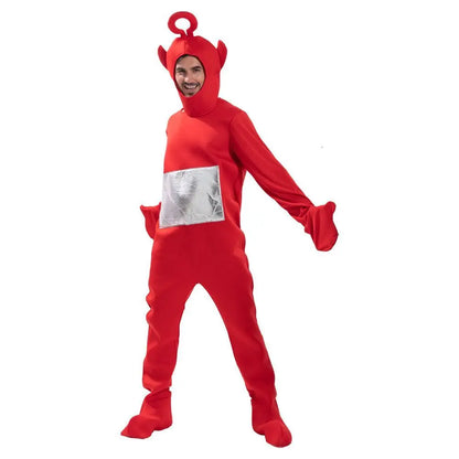 Teletubbies Lala Costume - Unisex Adult Soft Long Sleeve Pajamas Set, Cosplay Home Clothes for Halloween Party Wear