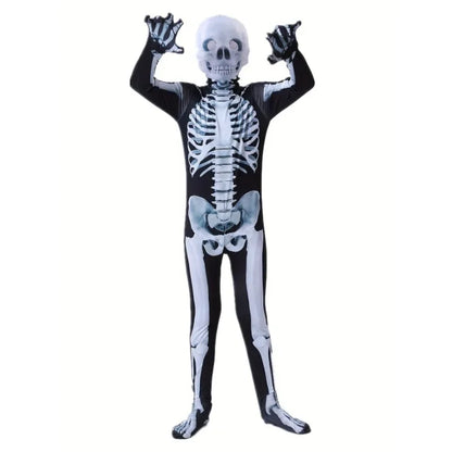 3-12Y Halloween jongens skelet kostuum bedrukt skelet masker jumpsuit met eng masker griezelige duivel rollenspel vakantiefeest