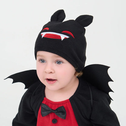 Umorden-Costume de chauve-souris pour bébés garçons et filles, barboteuse de batterie, costume d'Halloween, chapeau d'ailes, olympiques SAFVampire souriants, ensemble de 3 pièces