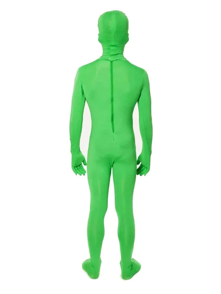 Green ET Alien Kids Jumpsuit Cosplay Costume Jumpsuit Adult ET Alien Mask Full Set Halloween Party Masquerade Bodysuit Suit