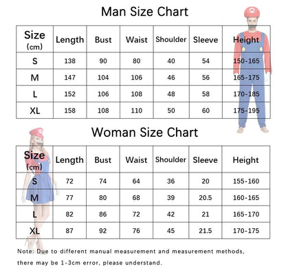 Jeu Marios Super Luigi frères uniforme ensemble Cosplay Costumes drôle Anime adulte hommes combinaison femme robe Halloween Costume