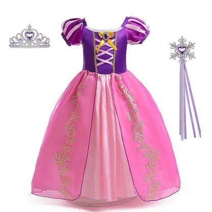 Robe de princesse pour filles, Costume d'halloween Disney Cosplay cendrillon blanche-neige aurore raiponce, robes de fête d'anniversaire pour enfants (Copie)