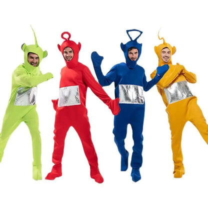 Teletubbies Lala Costume - Unisex Adult Soft Long Sleeve Pajamas Set, Cosplay Home Clothes for Halloween Party Wear