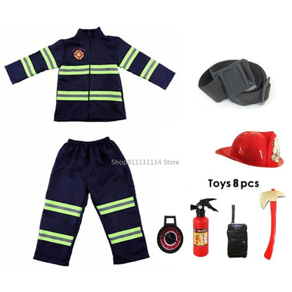 Uniforme de pompier d'halloween pour enfants, vêtements de travail de rôle de pompier Sam, Costume de Cosplay pour garçons, Costume de fête, cadeau