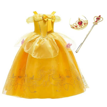 Fille Belle habiller sans manches florale enfants fête princesse Costume enfants la Belle et la bête Halloween carnaval tenue vêtements