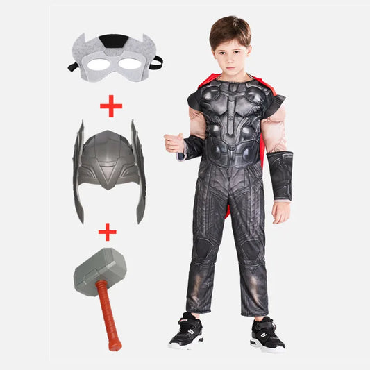 Thor Muscle Costume enfants jouet éclairer hache Halloween Cosplay Costume film personnage super-héros fantaisie carnaval combinaison