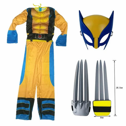Costume de cosplay Wolverine pour enfants, masque de film de luxe, combinaison, Halloween, Noël, nouvel an, accessoires de héros souriants